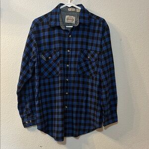 Saugatuck Blue and Black Plaid Casual Shirt